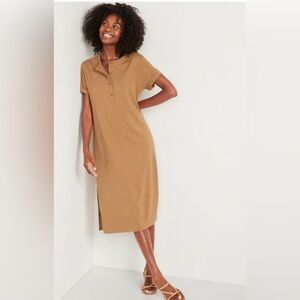 Short-Sleeve Henley T-Shirt Midi Shift Dress size XL